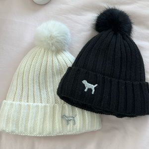 Pink black hat and cream hat, brand new